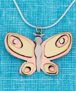 Colorful Butterfly Mixed Metal Necklace