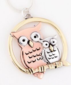 Mama & Baby Owl Sterling & Copper Necklace