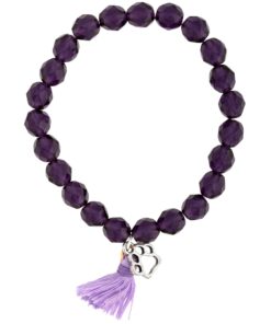 Purple Paw & Tassel Mala Bracelet!