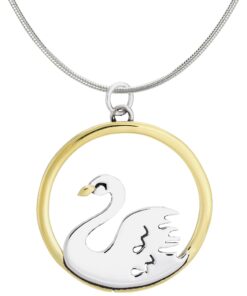 Sterling Silver & Brass Swan Necklace