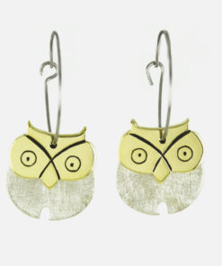 Dancing Owl Mixed Metals Hoop Earrings