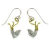 Bird Sterling & Brass Wire Earrings