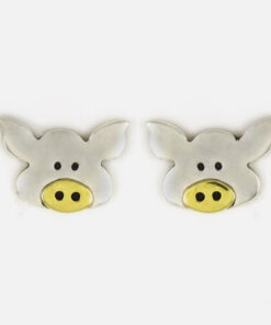 Piggy Portrait Mixed Metal Earrings