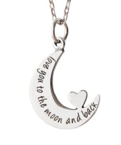 Love You to the Moon & Back Pewter Necklace