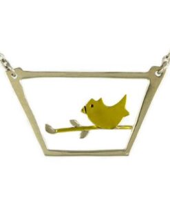 Bird On A Branch Sterling & Brass Necklace