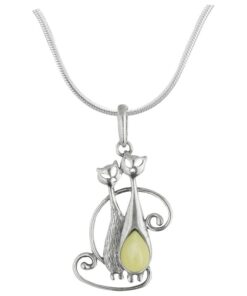 Cat Pals Amber & Sterling Necklace