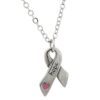 Heart & Hope Ribbon Pewter Necklace!