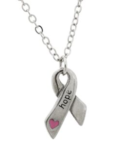 Heart & Hope Ribbon Pewter Necklace!