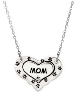 Mom Floral Heart Sterling Necklace