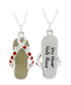 Never Walk Alone Diabetes Awareness Flip Flop Necklace