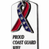 Proud Coast Guard Wife Flag Ribbon Dog Tag Necklace