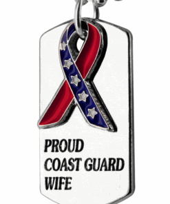 Proud Coast Guard Wife Flag Ribbon Dog Tag Necklace