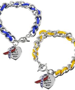 Proud to be a Marine Wife Ribbon Charm Bracelet