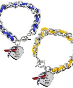 Proud to be a Navy Wife Ribbon Charm Bracelet
