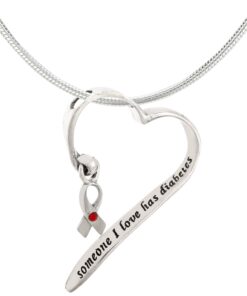 Someone I Love Has Diabetes Sterling Heart Necklace