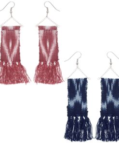 Woven Ikat Fringe Earrings